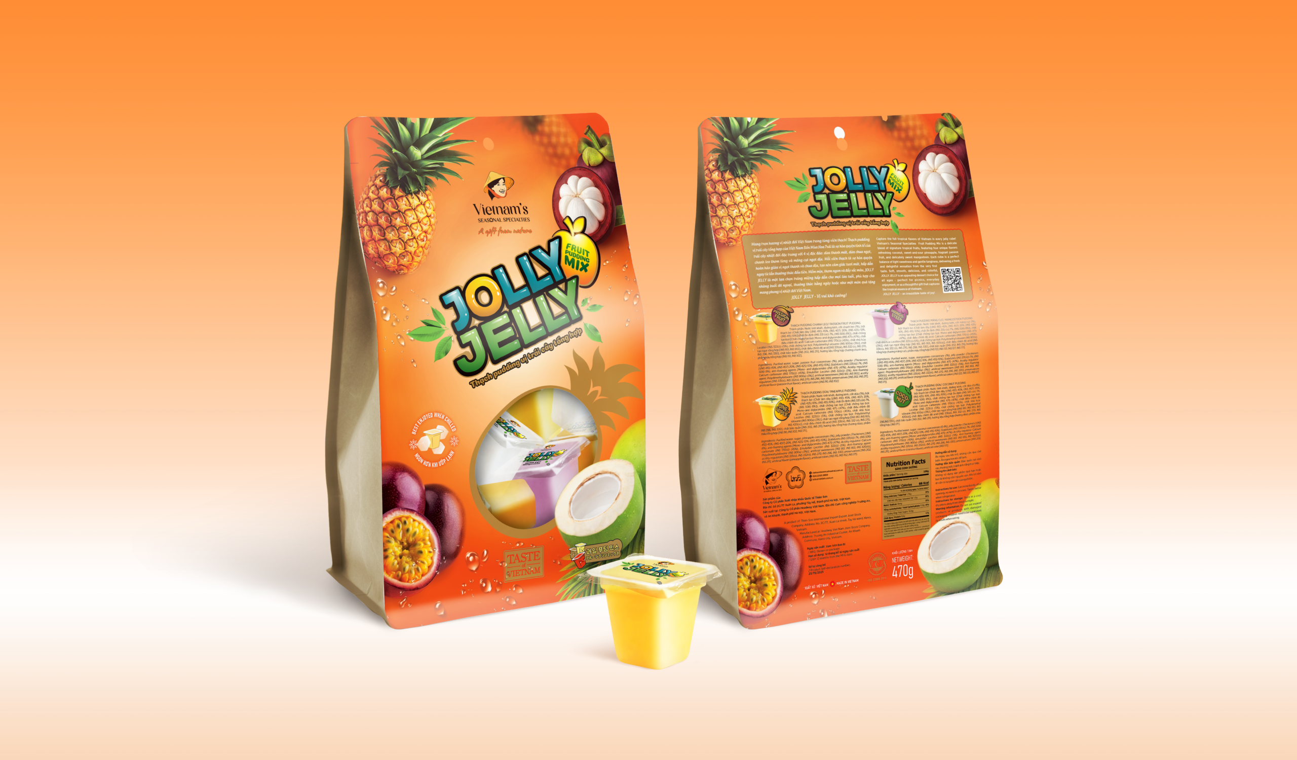 Thạch pudding vị trái cây tổng hợp Jolly Jelly Mix 470g